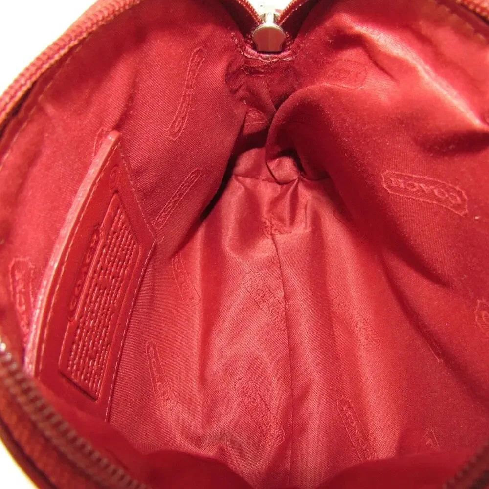 Coach Red Leather Dome Wristlet / Cosmetic Bag